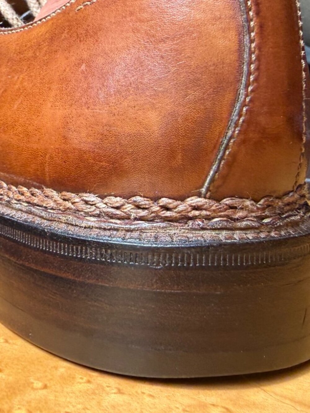 StefanoBi (for Domenico Vacca) Men's Italian Men's Shoes, Size 9.5, Cognac color - Picture 8 of 14